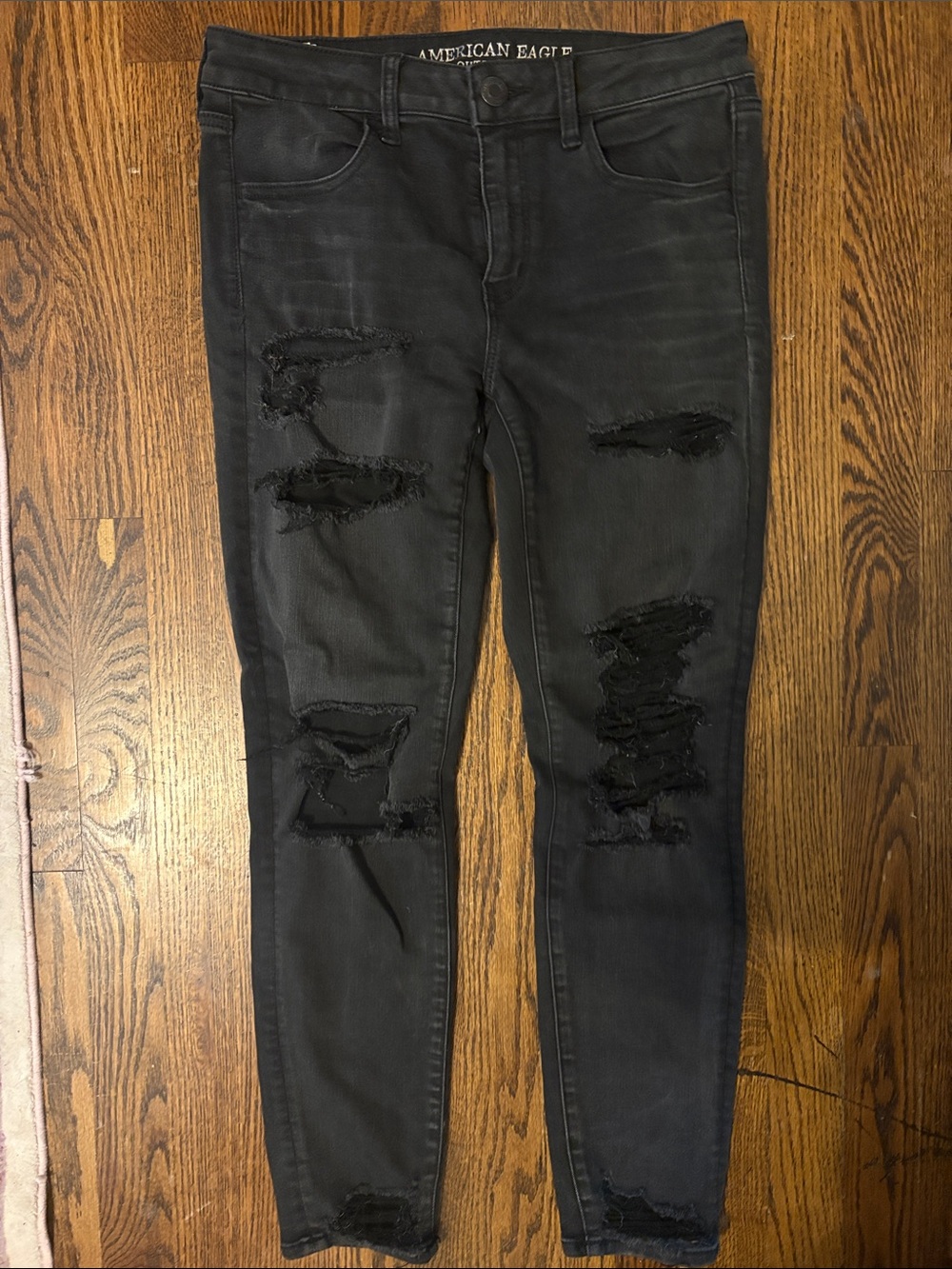 American Eagle next level stretch black ripped jeans